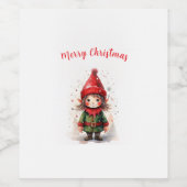 デザインかわいいクリスマス小妖精や小人 ワインラベル (シングルラベル)