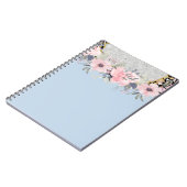 デザインかわいらしピンクガーリーフローラ文房具 ノートブック (左側)