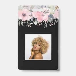 デザインかわいらしピンクガーリーフローラ文房具 バッジ