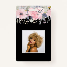 デザインかわいらしピンクガーリーフローラ文房具 バッジ