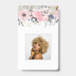 デザインかわいらしピンクガーリーフローラ文房具 バッジ