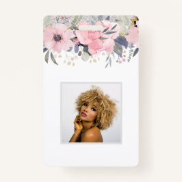 デザインかわいらしピンクガーリーフローラ文房具 バッジ