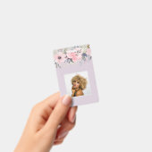 デザインかわいらしピンクガーリーフローラ文房具 バッジ (手持ち)