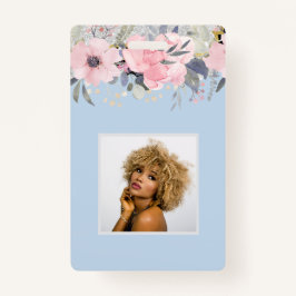 デザインかわいらしピンクガーリーフローラ文房具 バッジ