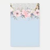 デザインかわいらしピンクガーリーフローラ文房具 ポストイット (正面)