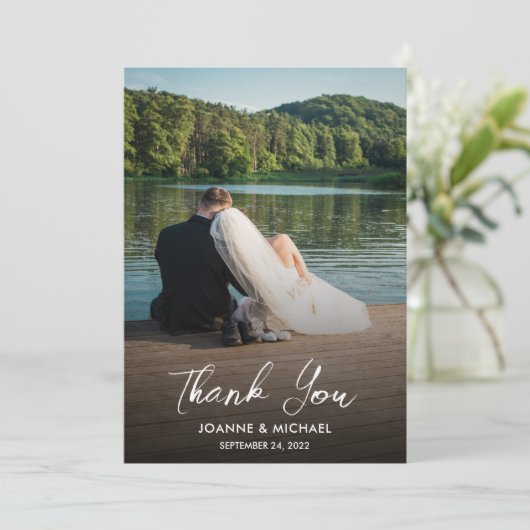 デザインご自身の写真ありがとうご結婚ざいます サンキューカード (スタンド正面)