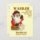 デザインご自身のQSL HAMラジオ運営会社オペサンタ シーズンポストカード (正面/裏面)