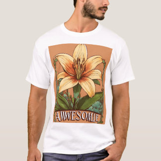 デザインとリリーの花のロゴ素晴らし Tシャツ