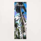 デザインにヤシのカラフル木パターン（の模様が）ある ヨガマット (裏面)