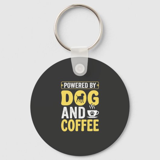 デザインに力をもらう犬のコーヒー好き キーホルダー (正面)