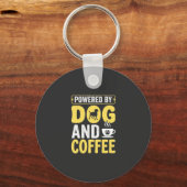 デザインに力をもらう犬のコーヒー好き キーホルダー (正面)