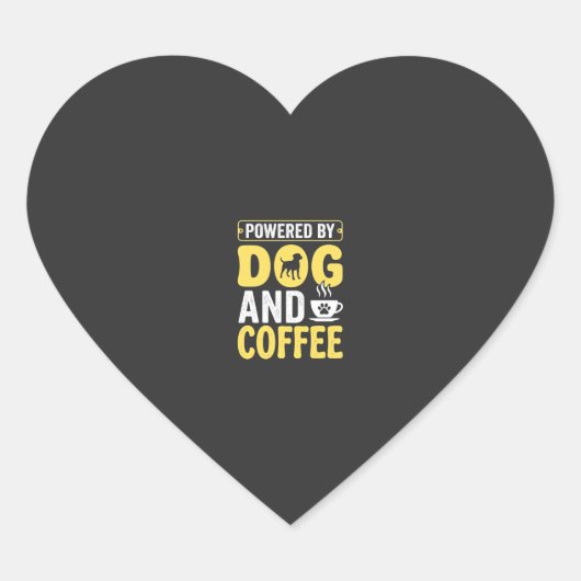 デザインに力をもらう犬のコーヒー好き ハートシール (正面)
