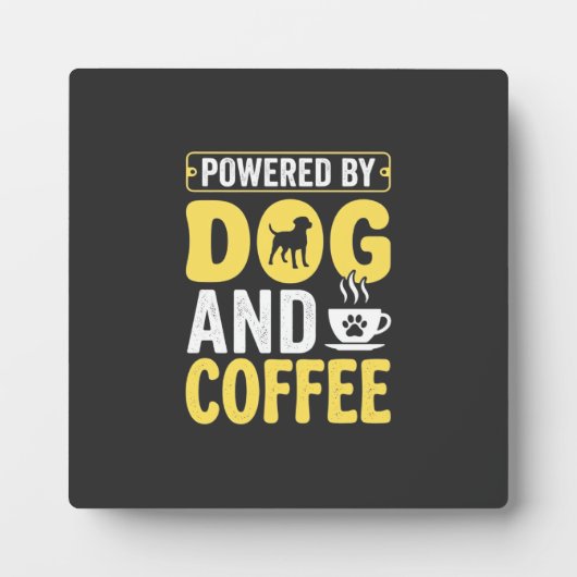 デザインに力をもらう犬のコーヒー好き フォトプラーク (正面)