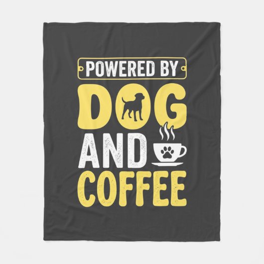デザインに力をもらう犬のコーヒー好き フリースブランケット (正面)