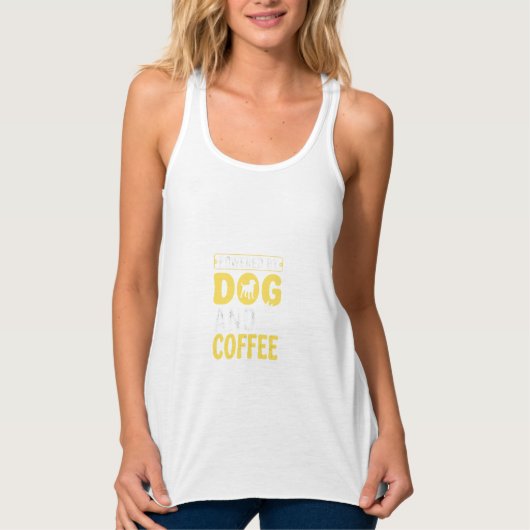 デザインに力を与えられた犬のコーヒー好き タンクトップ (正面)