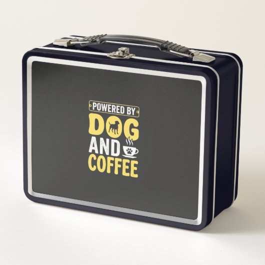 デザインに力を与える犬のコーヒー好き メタルランチボックス (正面)