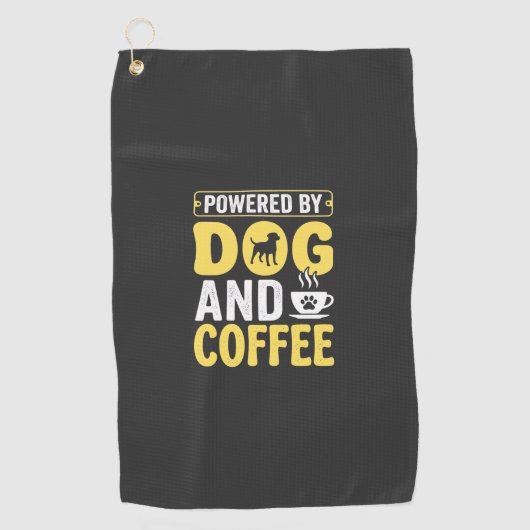 デザインに支えられた犬のコーヒー愛好家 ゴルフタオル (正面)
