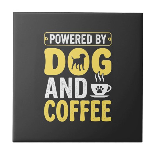 デザインに支えられた犬のコーヒー愛好家 タイル (正面)