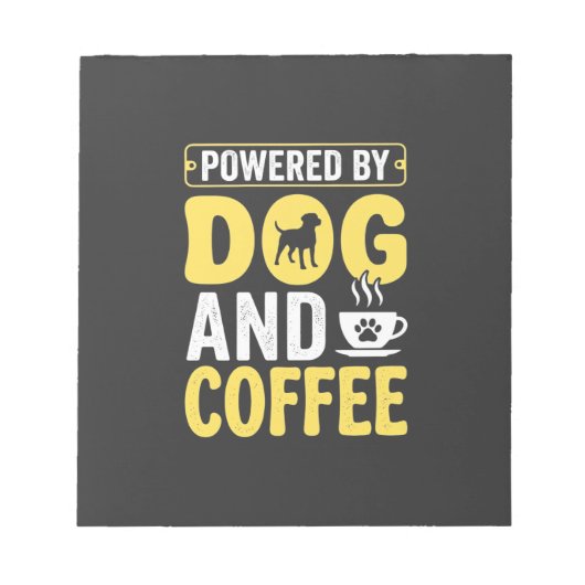 デザインに支えられた犬のコーヒー愛好家 ノートパッド (正面)