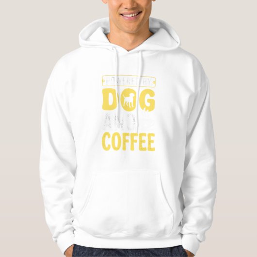 デザインに支えられた犬のコーヒー愛好家 パーカ (正面)