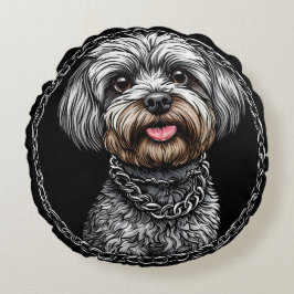 デザインの中の芸術的犬 ラウンドクッション