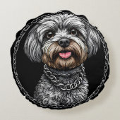 デザインの中の芸術的犬 ラウンドクッション (裏面)