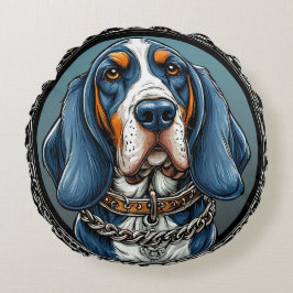 デザインの中の芸術的犬 ラウンドクッション