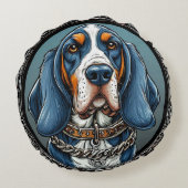 デザインの中の芸術的犬 ラウンドクッション (裏面)