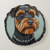 デザインの中の芸術的犬 ラウンドクッション (裏面)