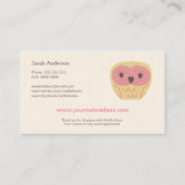 デザインの漫画のフクロウのぼろぼろのシックなピンクの名刺 名刺 (裏面)