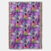 デザインの緑、紫色の質の水彩画 スローブランケット (正面縦)