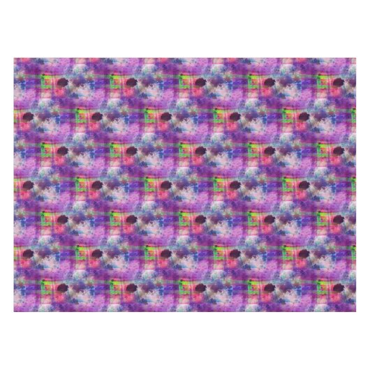 デザインの緑、紫色の質の水彩画 テーブルクロス (正面(横))