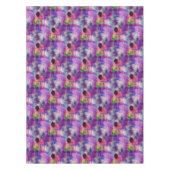 デザインの緑、紫色の質の水彩画 テーブルクロス (正面)