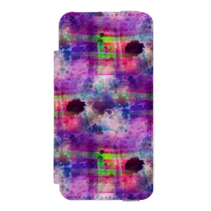 デザインの緑、紫色の質の水彩画 iPhone SE/5/5sウォレットケース