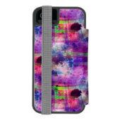 デザインの緑、紫色の質の水彩画 INCIPIO iPhoneウォレットケース (フォリオ裏面)