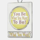 デザインは「あなたは自分がなりたい！」と言買う。 シルバープレートバナーオーナメント (左)