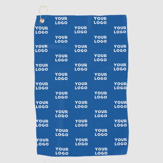 デザインまたはビジネスロゴ | 青いタイル模様 ゴルフタオル (正面)