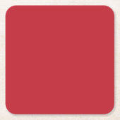 デザインを高める 赤い背景と白 スクエアペーパーコースター (正面)