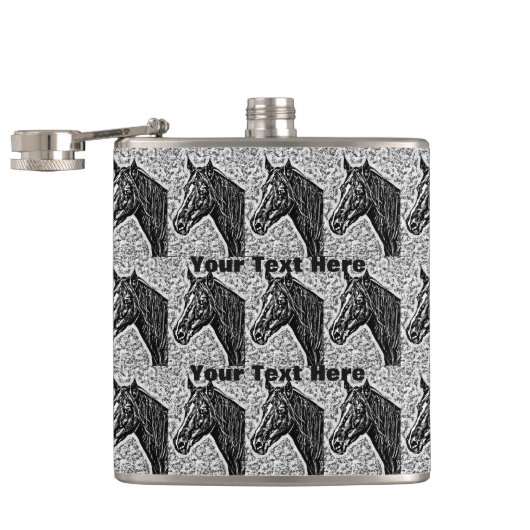 デザインウマ科のの白黒写真 フラスク (オープン)