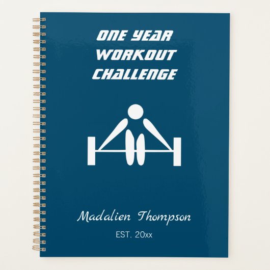 デザインエレガントエクササイズ重みネイビーブルートレーニング プランナー手帳 (正面)