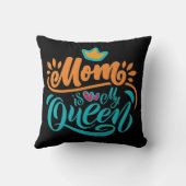 デザインエレガントタイポグラフィママは私のクイーン クッション (裏面)