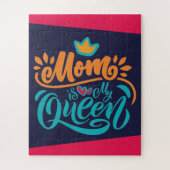 デザインエレガントタイポグラフィママは私のクイーン ジグソーパズル (縦)