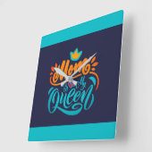 デザインエレガントタイポグラフィママは私のクイーン スクエア壁時計 (傾斜)