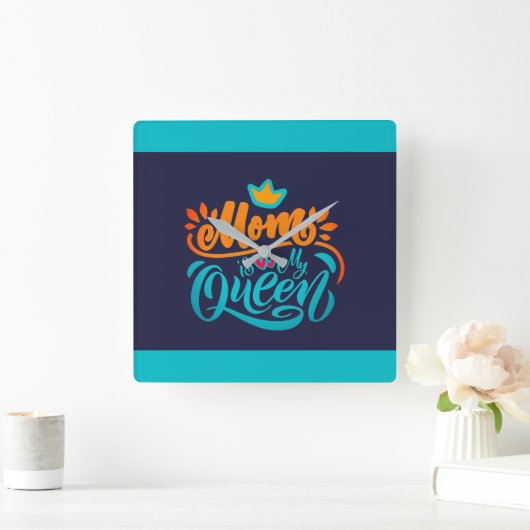 デザインエレガントタイポグラフィママは私のクイーン スクエア壁時計 (ホーム)