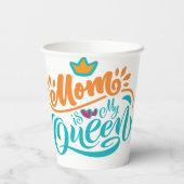 デザインエレガントタイポグラフィママは私のクイーン 紙コップ (裏面)