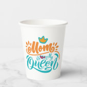 デザインエレガントタイポグラフィママは私のクイーン 紙コップ (正面)