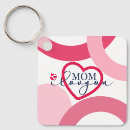 デザインエレガント文字ママ愛するハート キーホルダー