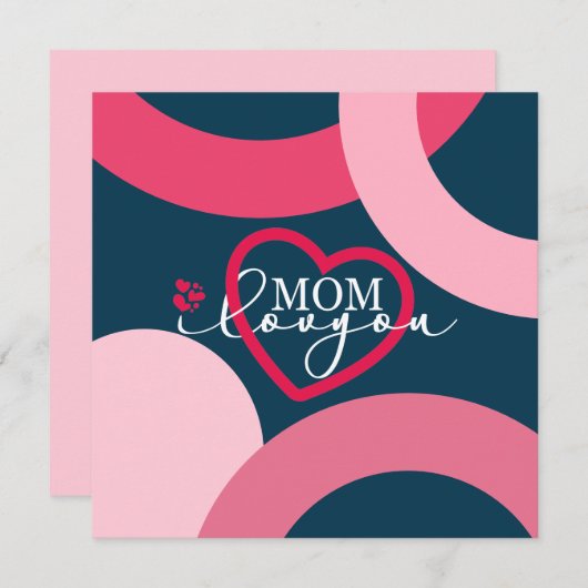 デザインエレガント文字ママ愛するハート サンキューカード (正面/裏面)