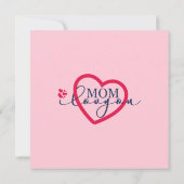 デザインエレガント文字ママ愛するハート サンキューカード (裏面)