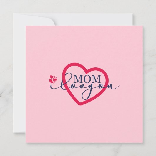 デザインエレガント文字ママ愛するハート サンキューカード (裏面)